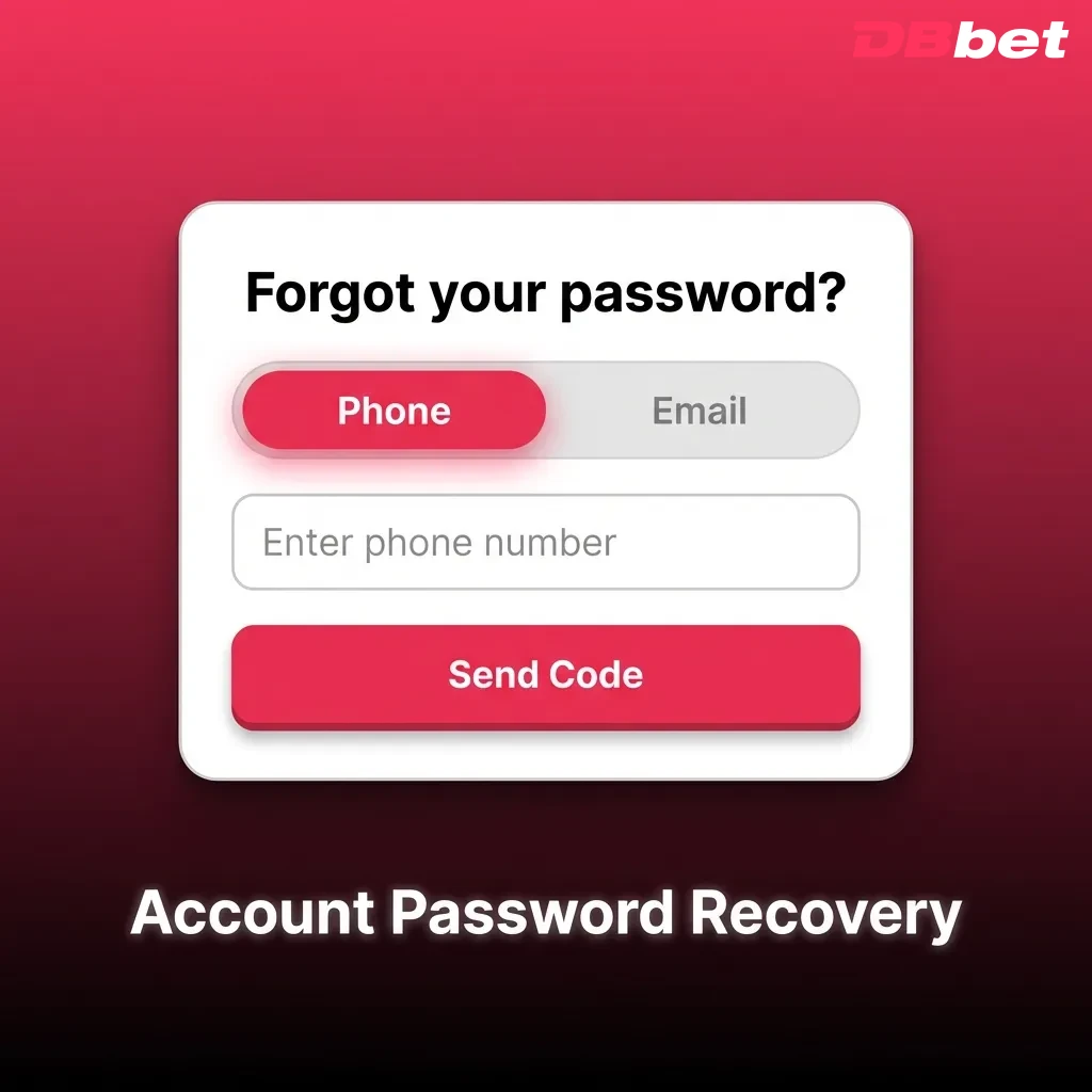 Password recovery screen showing reset steps via email or phone with security code verification