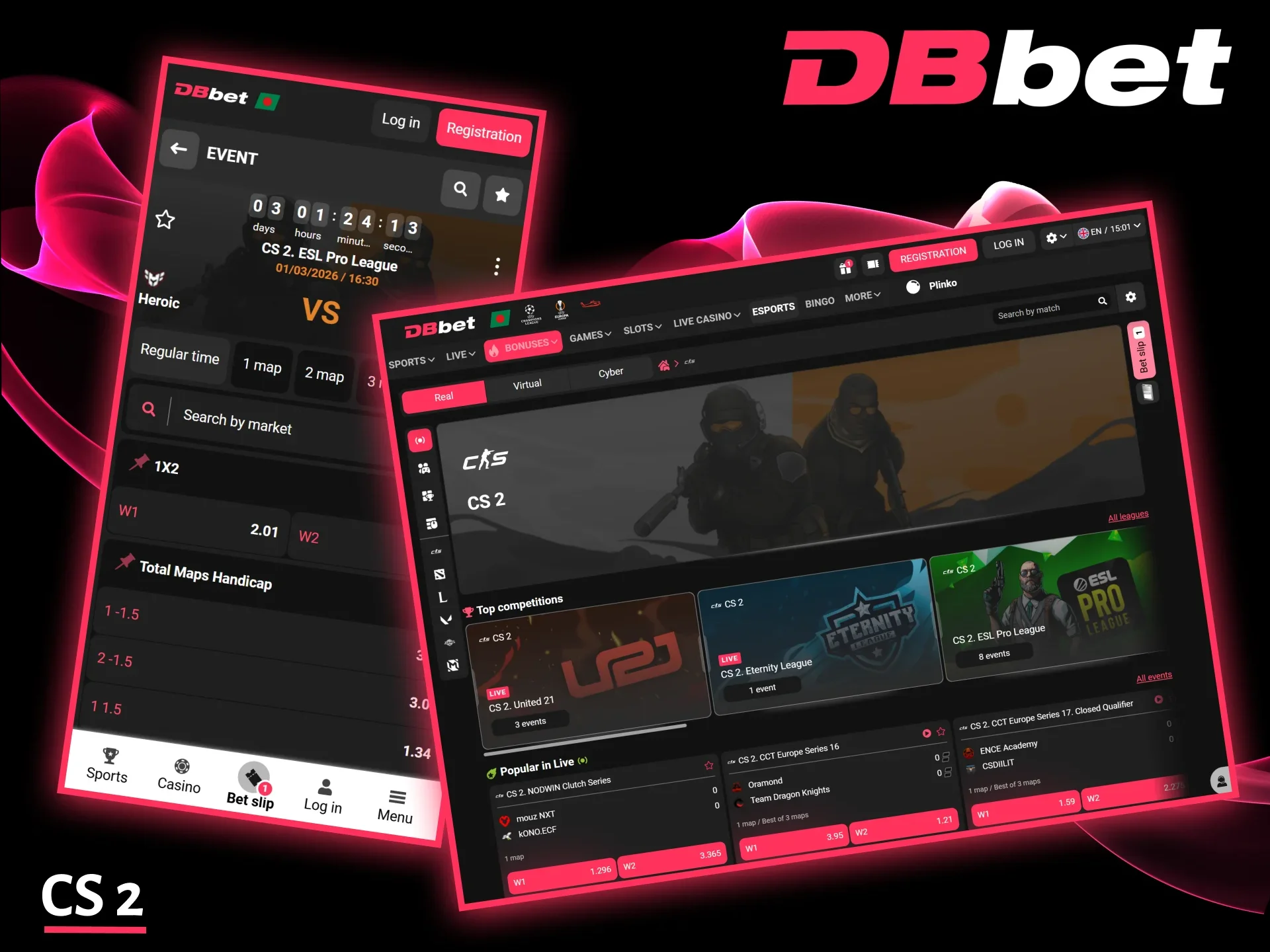 Experience the thrill of exciting CS 2 eSports betting from DBbet.