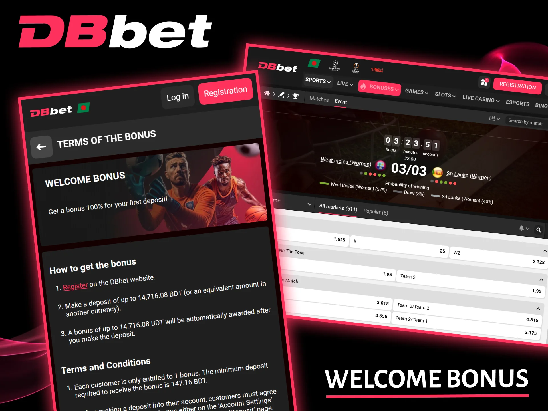Get an exclusive welcome bonus on cricket matches at professional bookmaker DBbet.